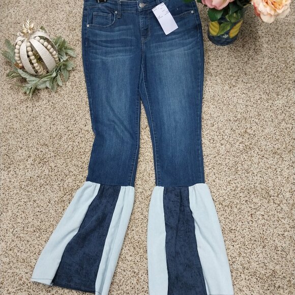 Handmade Denim - 3776 Size 6p Upcycled New Directions Skinny Ruffel Leg Jeans.